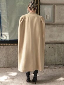 SHEIN Privé Shawl Collar Belted Overcoat - Apricot - View 2