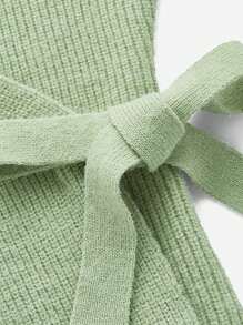 SHEIN Áo len Bà bầu Trọn gói Thắt nút màu trơn Giải trí - Màu xanh Bạc hà - Xem 6