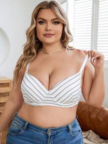 Plus Size Bras & Bralettes Mencetak - Putih - View 1