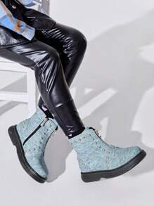 de moda para niños Shorts mezclilla Botas con de metal Decoración