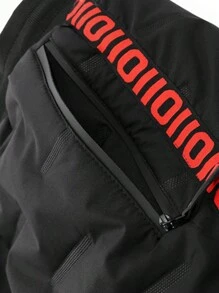 Men Letter Graphic Thermal Lined Drawstring Waist Pants, Fall/Winter - Black - View 6