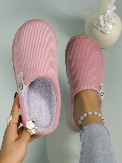 Women's Thick Sole Anti-Slip Warm Plush Thermal Slippers For Home Use, Autumn/Winter,Furry Shoes