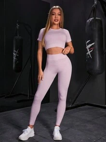 Liền mạch Căng cao Set bộ đồ thể thao - Nhiều màu - Xem 4