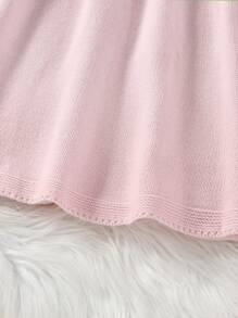 SHEIN Tween Girl Cable Knit Sweater Dress - Pink - View 6