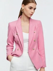 BizChic Chất rắn Đôi ngực Áo vest - Hồng - Xem 6