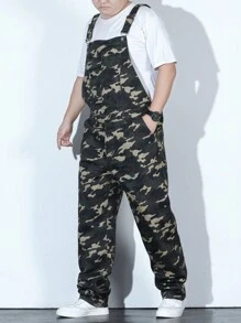 Manfinity Homme Men Plus Camo Print Denim Overalls Without Tee - Multicolor - View 7