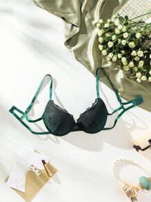 Lencería De Sostén Bordado Con Soporte De Aros - Verde Oscuro - Ver 1