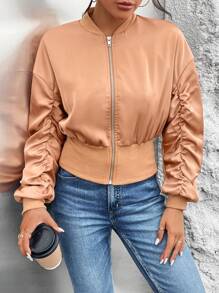 SHEIN Essnce Bomber Épaule tombante Zippé