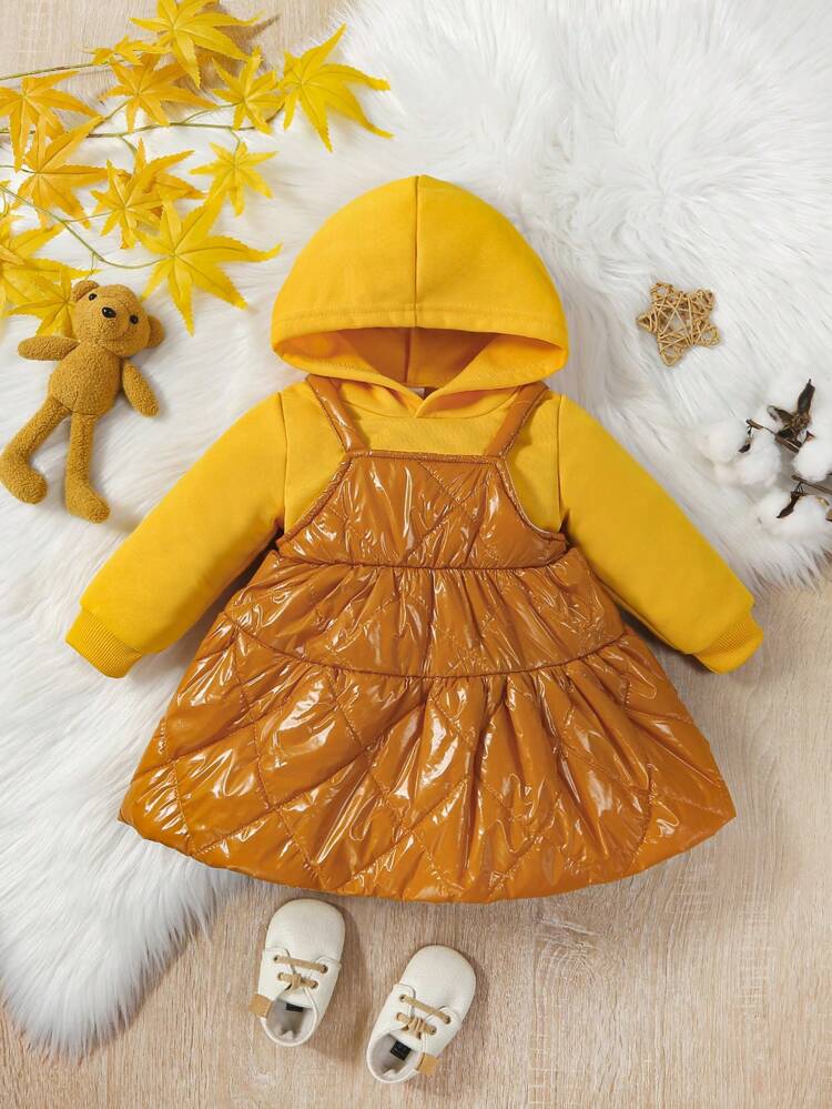 Baby Girl Solid Hoodie & Cami Dress