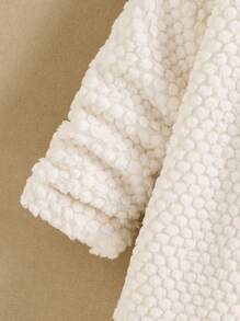 SHEIN Tween Girl 1pc Solid Button Front Hooded Teddy Coat - White - View 5