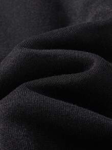 Young Girl' Smiling Face Print Casual Sweatshirt - Black - View 7