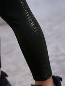SHEIN Quần legging thể thao kiểm soát bụng cô gái trẻ - màu đen - Xem 5