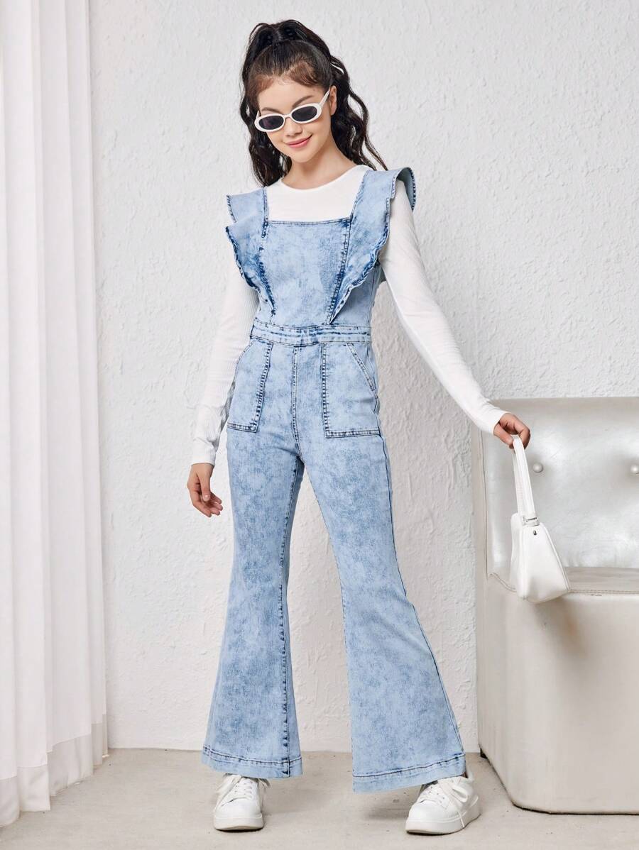 Toddler Bell Bottom Jeans Toddler Girl Suspender Jeans Ripped