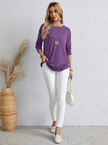 EMERY ROSE Knopen rug Gebogen zoom T-shirt