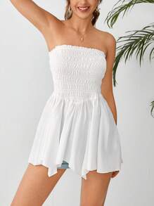 Soleia Solid Ruched Bust Tube Top - White - View 5