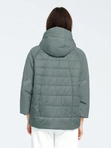 ZIAI Zip Up Drawstring Hooded Padded Coat