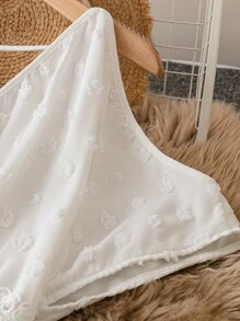 SHEIN LUNE Plus Swiss Dot Cold Shoulder Split Thigh Dress Maxi Trang phục dành cho nữ - trắng - Xem 3