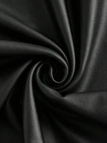 SHEIN EZwear 抽绳开衩大腿PU皮革紧身长款夏季连衣裙