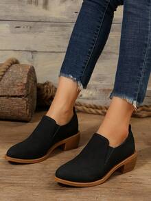 Fashionable Women's Boots, Chunky/high Heeled, Pointed Toe, Back Zipper Closure, Slip-on - Black - View 5