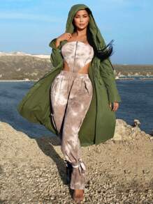 SHEIN SXY Zip Up Hooded Coat - Grey - View 3