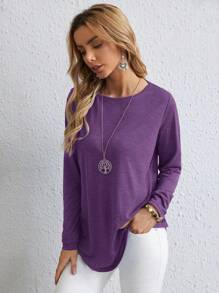 EMERY ROSE Knopen rug Gebogen zoom T-shirt