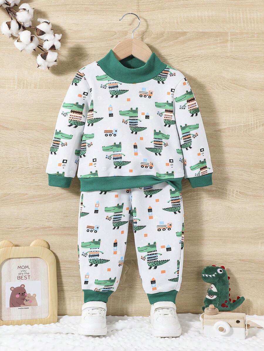 SHEIN 男嬰卡通圖案衛衣和衛褲 - 彩色 - 查看 1