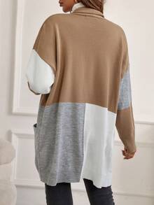 SHEIN Áo khoác cardigan dáng dài hai túi màu cho bà bầu, dành cho mùa đông - Nhiều màu - Xem 2