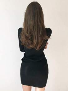 DAZY 纯色罗纹针织毛衣裙，秋季女装