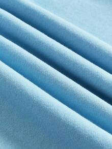 少女字母图案保暖内衬卫衣 - 淺藍色 - 查看 4