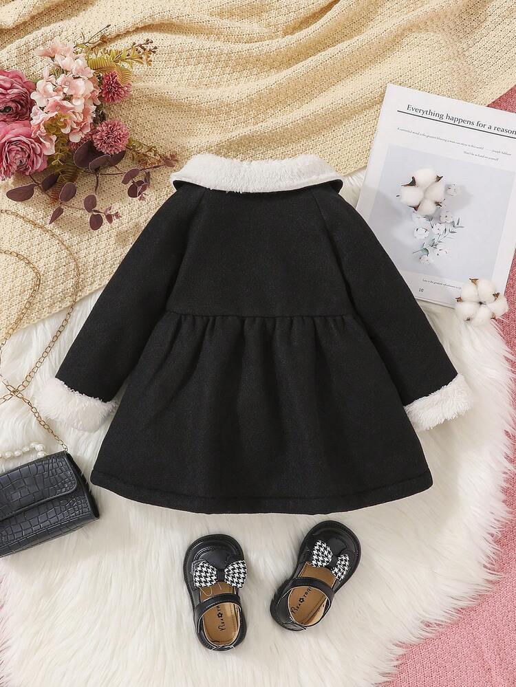 Baby Girl Borg Collar Button Front Coat