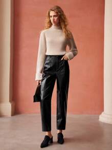 MOTF PREMIUM REPTILE PU LEATHER PANTS - Black - View 3