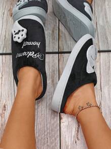 Hàng Mới Về Nữ Mùa Đông Ấm Dép Cho Nữ, Mèo May Mắn Cặp Đôi Họa Tiết Hoạt Hình Lông Dễ Thương Trong Nhà Giày Cho Gia Đình - màu đen - Xem 2