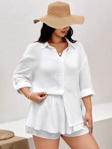 Dreamara Plus Solid Drop Shoulder Shirt & Shorts