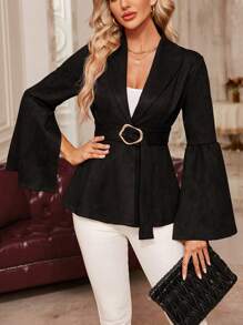 SHEIN Clasi Płaszcz z paskiem i kołnierzem szalowym