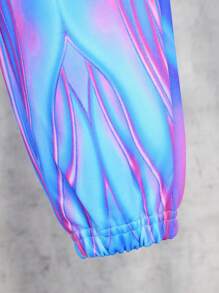 Tween Boy Letter Graphic Elastic Waist Sweatpants - Blue - View 3