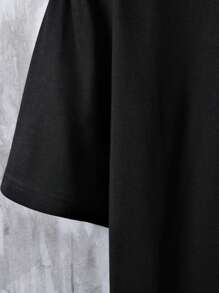 Manfinity Roughcore Men Letter Slogan Graphic Drop Shoulder Casual Short Sleeve Tee, Boyfriend Gift - Black - View 5