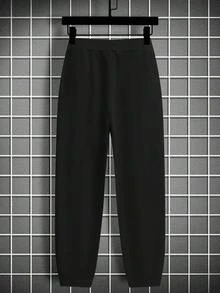 Manfinity EMRG Men Letter Cross Graphic Drawstring Waist Sweatpants - Black - View 3