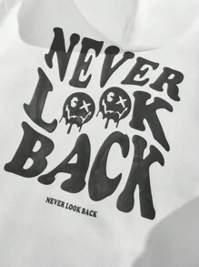 Manfinity VCAY Men Slogan & Cartoon Graphic Hoodie, For Fall Winter - White - View 5