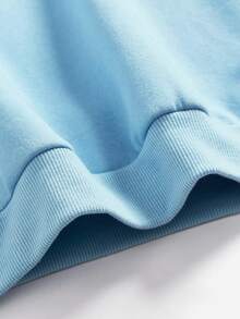 少女字母图案保暖内衬卫衣 - 淺藍色 - 查看 3