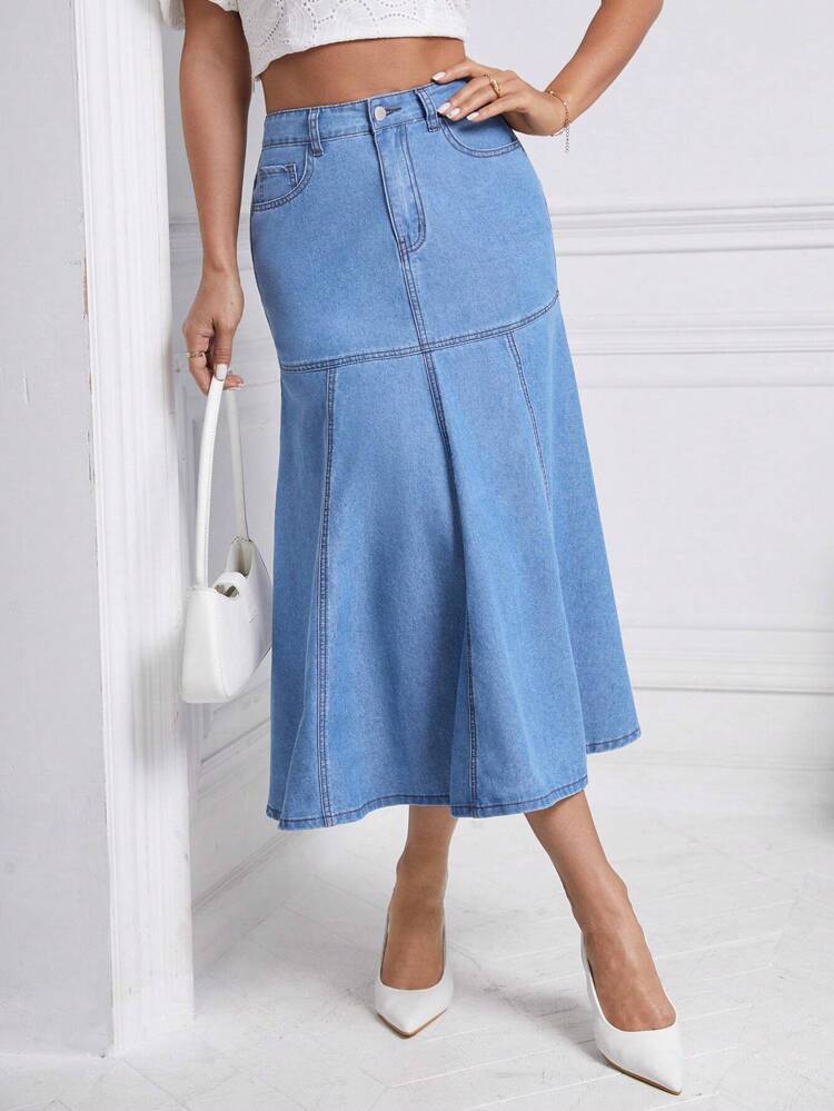 Mermaid Hem Denim Skirt Winter