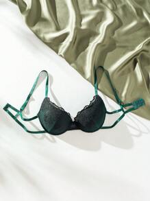 Lencería De Sostén Bordado Con Soporte De Aros - Verde Oscuro - Ver 5