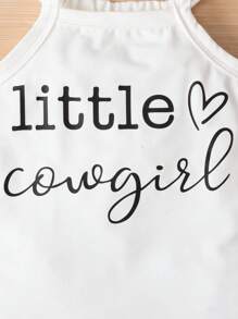 Baby Girl Letter Graphic Cami Top & Floral Print Pants - Multicolor - View 5