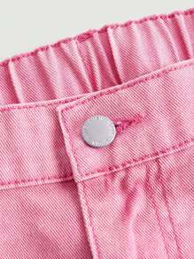 SHEIN MOD Plus Plicated Detail Denim Skirt - Pink - View 4