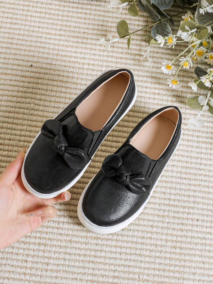 New Arrival Girls' Fashionable Black Casual Shoes For Fall Winter, Big Kids' Comfortable Outdoor Sports Flat Shoes
