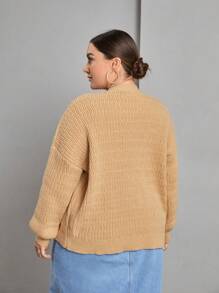 SHEIN Essnce Plus Drop Shoulder Button Front Cardigan