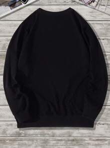 Men Geo Print Sweatshirt - Black - View 2