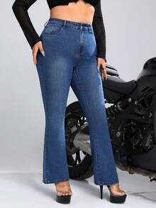 SHEIN ICON Plus Butterfly Print Skinny Jeans - Medium Wash - View 4