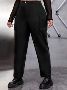 SHEIN EZwear Quần Plus Size - màu đen - Xem 4