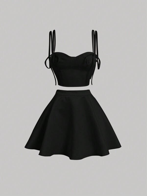 SHEIN MOD Solid Cami Top & Skirt