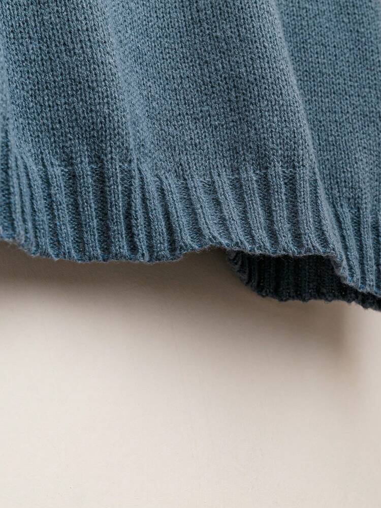 Plus Star Pattern Drop Shoulder Sweater Knit Pullover Fall Winter Sweater